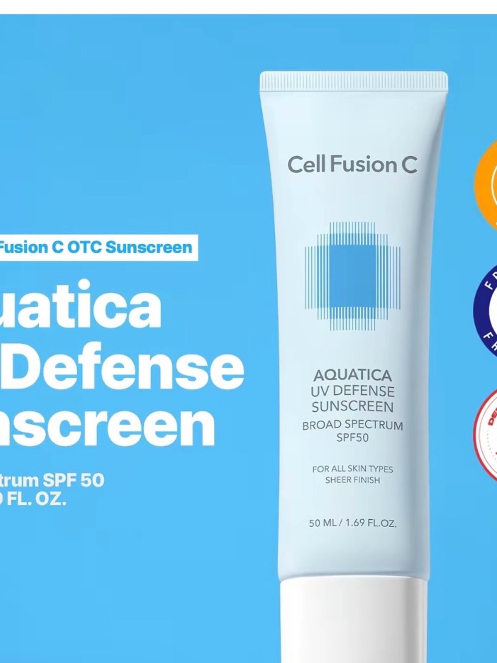 Aquatica UV Defense Sunscreen SPF50 — Light Blue